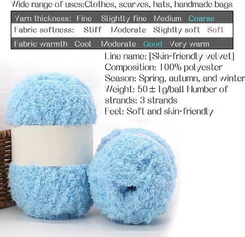 Vibrant Colors Skin Friendly Chenille Yarn - for Making Warm Scarves, Hats and Home Decor Items,Knitting and Crochet,Blue in Saudi Arabia