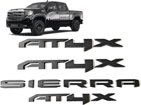 4Pcs New Doors Rear AT4X Nameplate 3D Emblems Badge Replacement for 2023-2024 Sierra 1500 (Matte Black), EI-SilveCutom#2 in Saudi Arabia