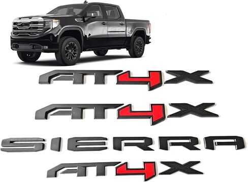 4Pcs New Doors Rear AT4X Nameplate 3D Emblems Badge Replacement for 2023-2024 Sierra 1500 (Matte Black), EI-SilveCutom#2 in Saudi Arabia