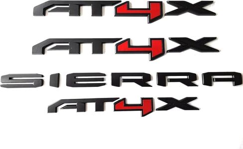 4Pcs New Doors Rear AT4X Nameplate 3D Emblems Badge Replacement for 2023-2024 Sierra 1500 (Matte Black), EI-SilveCutom#2 in Saudi Arabia