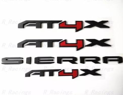 4Pcs New Doors Rear AT4X Nameplate 3D Emblems Badge Replacement for 2023-2024 Sierra 1500 (Matte Black), EI-SilveCutom#2 in Saudi Arabia
