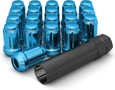 White Knight 3807SNEO-20AM Neo Chrome M12x1.50 Spline Lug Nut with Key, 20 Pack in Saudi Arabia