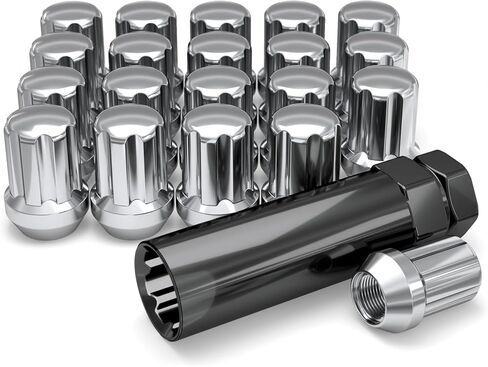 White Knight 3807SNEO-20AM Neo Chrome M12x1.50 Spline Lug Nut with Key, 20 Pack in Saudi Arabia