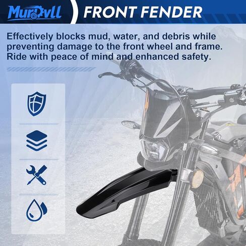 Front Fender for SurRon Light Bee X/S/Segway X160 X260, Dirt Bike Mudguard Mud Guard for Off-Road Electric Motorcycle, Black Plastic Front Fender (Not Fits RST Fork) in Saudi Arabia