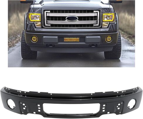 KUAFU 3Pcs Front Bumper Face Bar Compatible with 2009-2014 Ford F150 F-150 With Fog Light Holes 9L3Z17757DPTM FO1002413 Steel Electrophoresis Black Replacement Only Unassembled in Saudi Arabia
