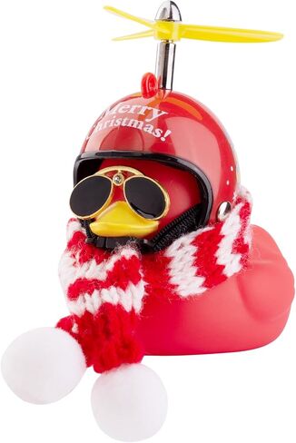 Rubber Duck Car Ornaments Yellow Duck Car Dashboard Decorations for Christmas Decor with Mini Helmet Scarf and Sunglasses(Yellow-Elk-White&Red Scarf) in Kuwait