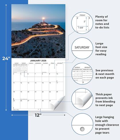 تقويم الحائط الشهري للمنارات لعام 2026 | تقويم السفر 2025-2026 in Kuwait