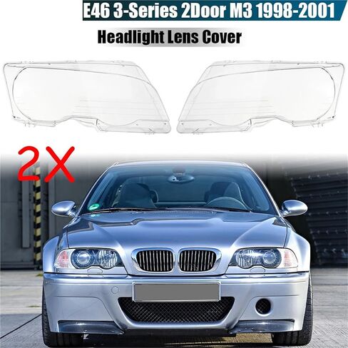 متوافق مع BMW E46 3 Series 2-Door M3 1998 1999 2000 2001 غطاء المصباح الأمامي غطاء المصباح البلاستيكي الشفاف عاكس الضوء in Saudi Arabia