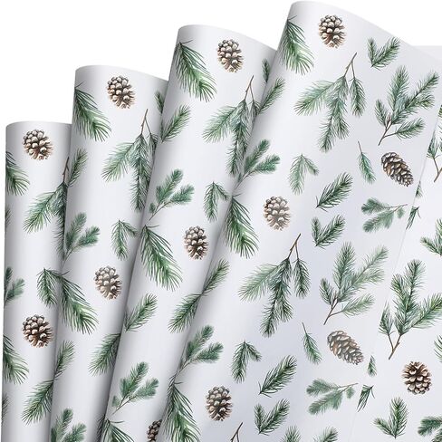 AmazingSpark 12 Sheet Christmas Lightly Scented Wrapping Paper Fir Fragranced Pinecone Wrapping DIY Crafts Gift Packing Wrap Paper Folded Flat for Xmas Winter Holiday Party Birthdays, 27.2 x 19 Inch in Saudi Arabia