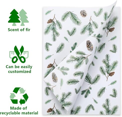 AmazingSpark 12 Sheet Christmas Lightly Scented Wrapping Paper Fir Fragranced Pinecone Wrapping DIY Crafts Gift Packing Wrap Paper Folded Flat for Xmas Winter Holiday Party Birthdays, 27.2 x 19 Inch in Saudi Arabia