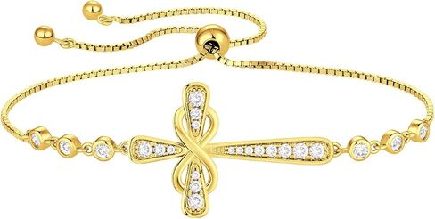 YL Cross Bracelet 925 Sterling Silver Infinity Sideways Bracelet Religious Jewelry Christian Baptism Gift in Kuwait