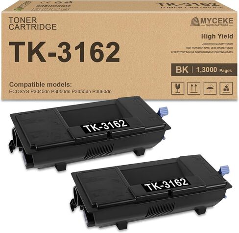 2 عبوة خرطوشة حبر سوداء TK3162: استبدال مسحوق حبر TK-3162 1T02T90US0 متوافق مع خرطوشة حبر Kyocera TK3162 لطابعة ECOSYS P3045dn P3050dn P3055dn P3060dn، 13,000 صفحة لكل منها in Kuwait