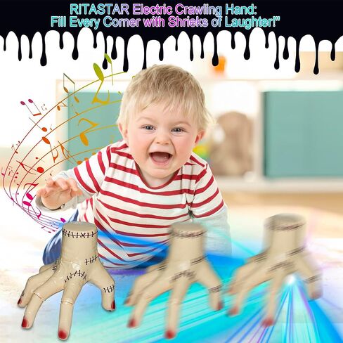 Electric Fake Moving Hand with Halloween Music,RGB LED Lights,Cosplay Scary Crawling Hand Thing Toy for Addams Big Family Party,Halloween Movie Prop Prank Decorations Props,Electronic Collection Toys in Saudi Arabia