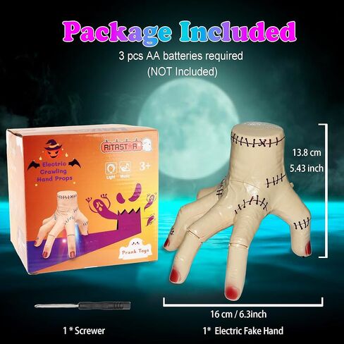 Electric Fake Moving Hand with Halloween Music,RGB LED Lights,Cosplay Scary Crawling Hand Thing Toy for Addams Big Family Party,Halloween Movie Prop Prank Decorations Props,Electronic Collection Toys in Saudi Arabia