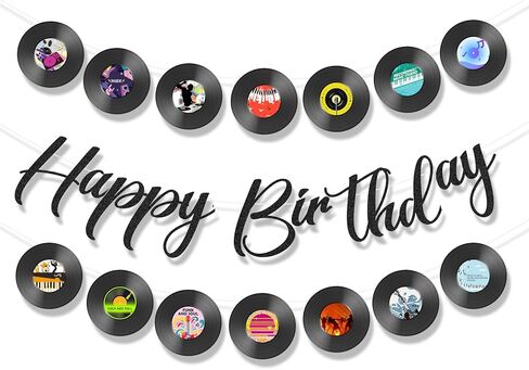 3Pcs 70s Retro Vinyl Record Cutout Banner, Music Birthday Banner Decorations Supplies Personalized Decoration for 50s 70s 90s Style Birthday Rock Music Dj Party Baby Shower in Saudi Arabia