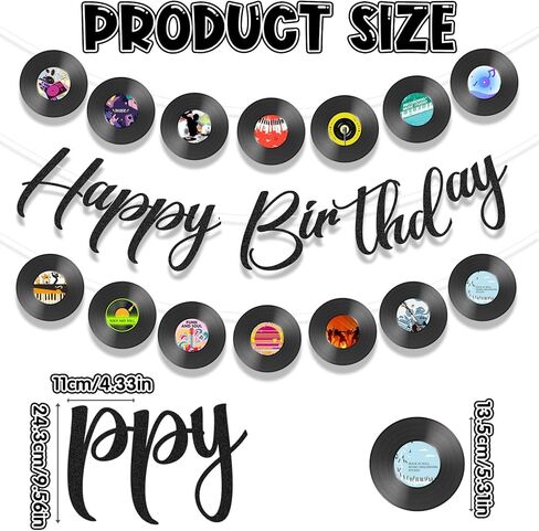 3Pcs 70s Retro Vinyl Record Cutout Banner, Music Birthday Banner Decorations Supplies Personalized Decoration for 50s 70s 90s Style Birthday Rock Music Dj Party Baby Shower in Saudi Arabia