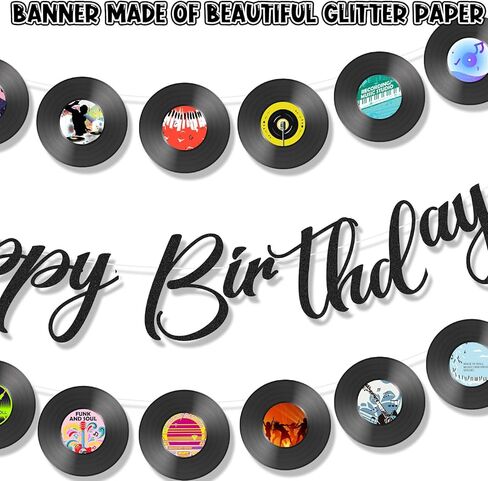 3Pcs 70s Retro Vinyl Record Cutout Banner, Music Birthday Banner Decorations Supplies Personalized Decoration for 50s 70s 90s Style Birthday Rock Music Dj Party Baby Shower in Saudi Arabia