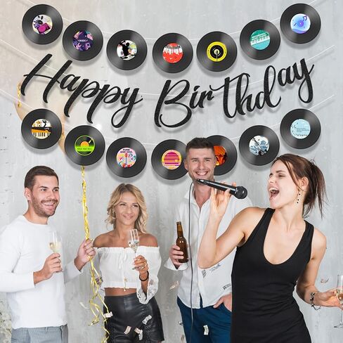 3Pcs 70s Retro Vinyl Record Cutout Banner, Music Birthday Banner Decorations Supplies Personalized Decoration for 50s 70s 90s Style Birthday Rock Music Dj Party Baby Shower in Saudi Arabia