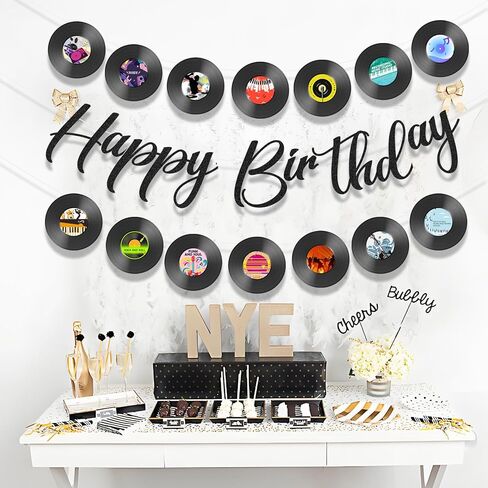 3Pcs 70s Retro Vinyl Record Cutout Banner, Music Birthday Banner Decorations Supplies Personalized Decoration for 50s 70s 90s Style Birthday Rock Music Dj Party Baby Shower in Saudi Arabia