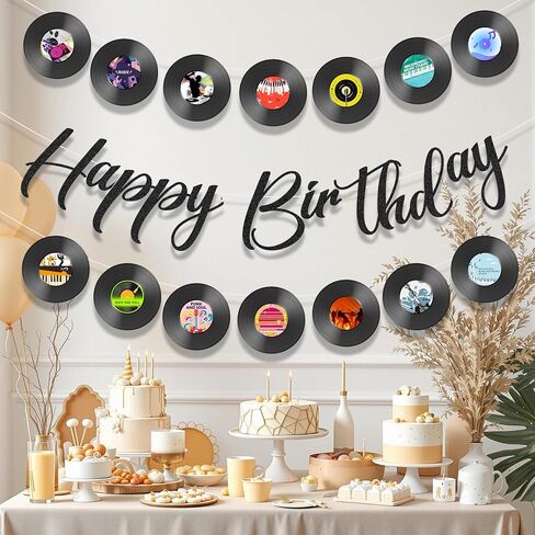 3Pcs 70s Retro Vinyl Record Cutout Banner, Music Birthday Banner Decorations Supplies Personalized Decoration for 50s 70s 90s Style Birthday Rock Music Dj Party Baby Shower in Saudi Arabia