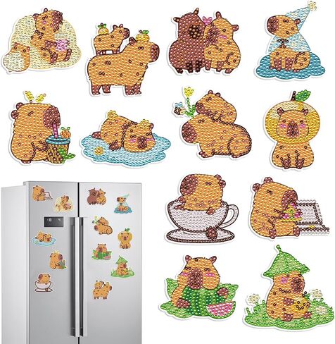 Horse Diamond Painting Magnets - 16 Pcs Animals Theme Fridge Magnets DIY Cute Horse Stickers Diamond Art Kits for Adults Refrigerator Art Craft Home Decoration Car in Saudi Arabia