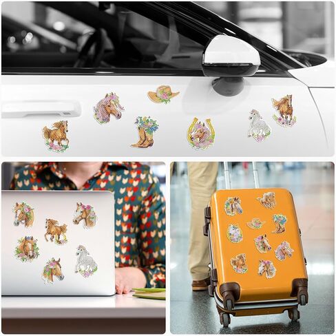 Horse Diamond Painting Magnets - 16 Pcs Animals Theme Fridge Magnets DIY Cute Horse Stickers Diamond Art Kits for Adults Refrigerator Art Craft Home Decoration Car in Saudi Arabia