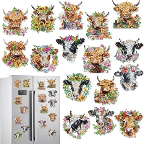 Horse Diamond Painting Magnets - 16 Pcs Animals Theme Fridge Magnets DIY Cute Horse Stickers Diamond Art Kits for Adults Refrigerator Art Craft Home Decoration Car in Saudi Arabia