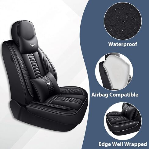 Fit for 98% of Mercedes-Benz Car Seat Cover, Business Sport Seat Protector, Anti-Slip Easy to Install Leather Seat Cover(2 Front Seat Luxury/Black) in Saudi Arabia