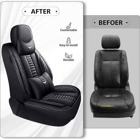 Fit for 98% of Mercedes-Benz Car Seat Cover, Business Sport Seat Protector, Anti-Slip Easy to Install Leather Seat Cover(2 Front Seat Luxury/Black) in Saudi Arabia