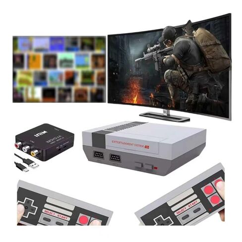 وحدة تحكم ألعاب SIZEEYYOU Classic Mini Retro، نظام ألعاب محمول بمخرج AV وHDMI مع وحدات تحكم لاسلكية مزدوجة، التوصيل والتشغيل (رمادي-أسود). in Kuwait