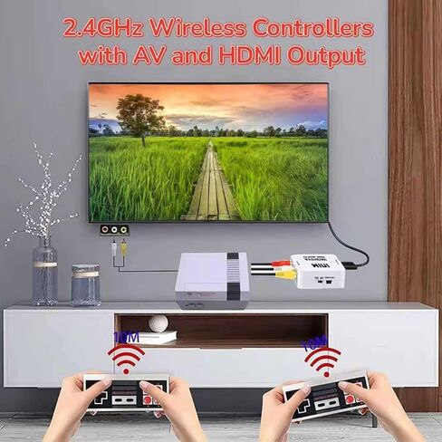 وحدة تحكم ألعاب SIZEEYYOU Classic Mini Retro، نظام ألعاب محمول بمخرج AV وHDMI مع وحدات تحكم لاسلكية مزدوجة، التوصيل والتشغيل (رمادي-أسود). in Kuwait