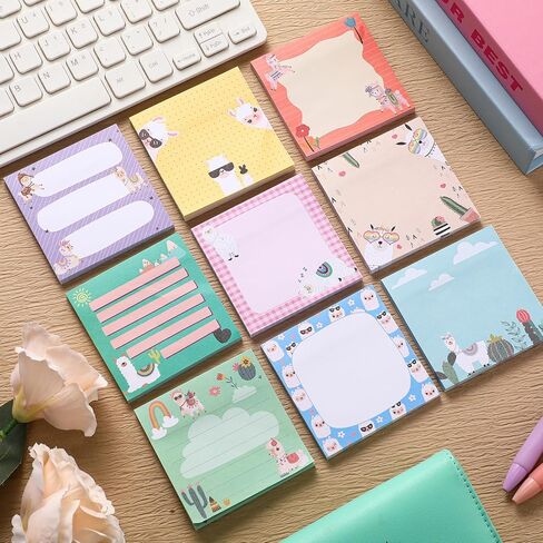 9 Pads Cute Sticky Notes Cartoon Animal Self Stick Notepads 3x3 Inches Notes Adhesive Memo Pad Office Decor Gifts for Students School Office Meeting (Highland Cow) in Kuwait