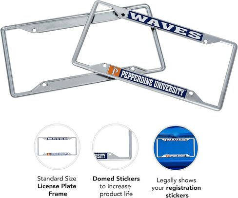 Desert Cactus Pepperdine University License Plate Frame Waves Metal Car Tag Holder for Front or Back of Car Officially Licensed (Mascot) in Saudi Arabia