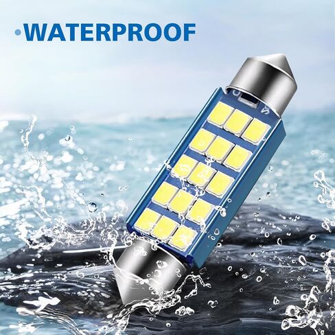 2 PCS 42mm 2835 Car Bi-Tip Reading Light, 6000K High Intensity Decoded Low Power LED License Plate Light Tailgate Light, 360 Degree Surround Lighting Accessory for Most Cars (White) in Kuwait
