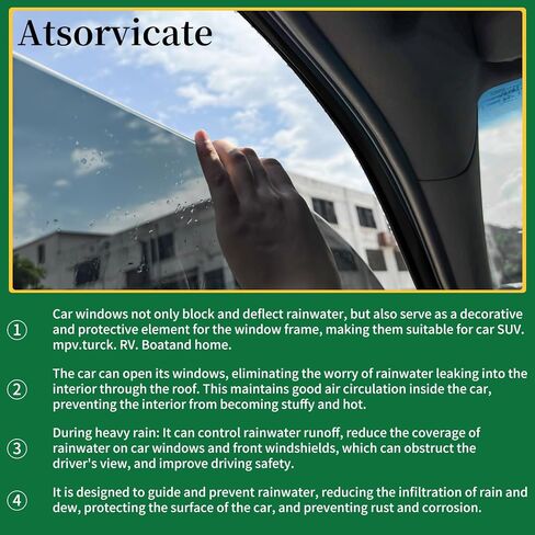 Automobile drip Guide Rail Water Drain Channel car Window rain Deflector Silicone Gel car Window Trim, Suitable for Cars, SUVs, MPVs, Pickup Trucks, RVs, and Yachts, etc. (Silver, 20,2feet) in Saudi Arabia