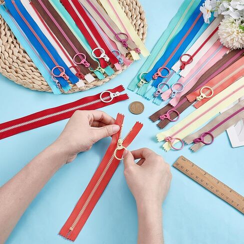 PH PandaHall 20pcs 10 Color Resin Zippers with #3 Lifting Ring Pulls 9 inch/11.8 inch Nylon Plastic Bulk Zippers Separating Jacket Zippers Close-end for Sewing Craft Bags Garment Clothing in Saudi Arabia