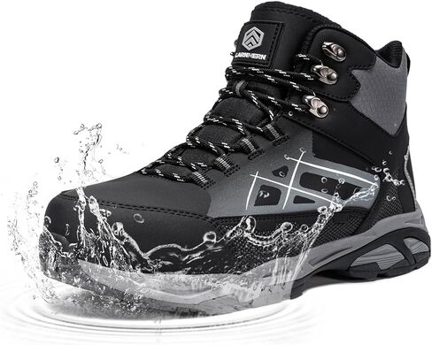 LARNMERN Steel Toe Boots Women Work Shoes Industrial Construction Lightweight Puncture Proof Safety Hiking Boots Non Slip Resistant Shoes Static Dissipative Comfortable(11 Women, Black) in Kuwait