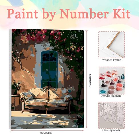 Auremi Window Paint by Number Kits with Framed, DIY Flower Paint by Number Canvas for Adults, Easy Acrylic in Canvas with Brushes for Decor 20x30cm in Saudi Arabia