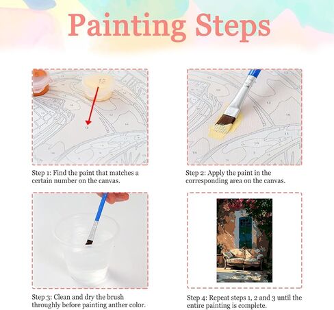 Auremi Window Paint by Number Kits with Framed, DIY Flower Paint by Number Canvas for Adults, Easy Acrylic in Canvas with Brushes for Decor 20x30cm in Saudi Arabia