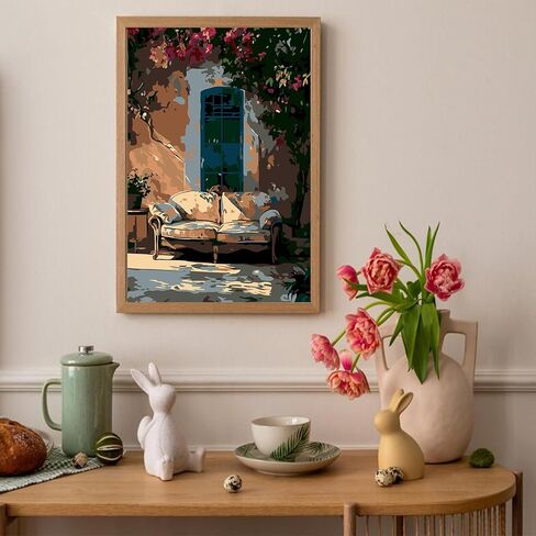 Auremi Window Paint by Number Kits with Framed, DIY Flower Paint by Number Canvas for Adults, Easy Acrylic in Canvas with Brushes for Decor 20x30cm in Saudi Arabia