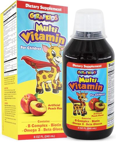 Girafkids Super Vitamins Kids Vitamins – 10 Serving Bottles Liquid Multivitamins for Kids 4 and Up – Kids Immune Support Multi Vitamin with Forest Fruit Flavor – 12 Vitamins, Royal Jelly, Propolis in Saudi Arabia