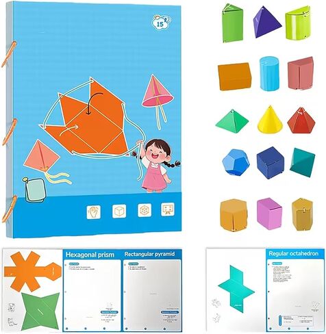 Pull String 3D Geometry Learning Book, 3D Shapes for Teaching Volume and Surface Area Formulas,with Braided Rope Design,DIY Solid Geometry Training for Beginners(15 Model) in Saudi Arabia