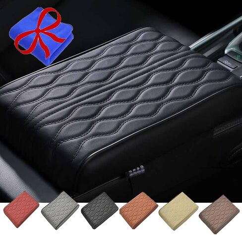 Memory Cotton Car Armrest Box Pad（Universal Style）,Sponge Car Armrest Box Pad（Universal Style）, Leather Car Armrest Box Pad, Soft Waterproof Car Interior Accessory, for Suvs, Trucks, Cars (black) in Saudi Arabia