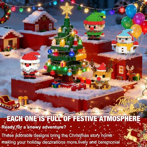 4 Pack Santa Claus Design Building Blocks Set, Christmas Theme Building Blocks Ornaments, Mini Building Figures, DIY Stocking Stuffers, Xmas New Year Birthday Gifts (Set B) in Kuwait
