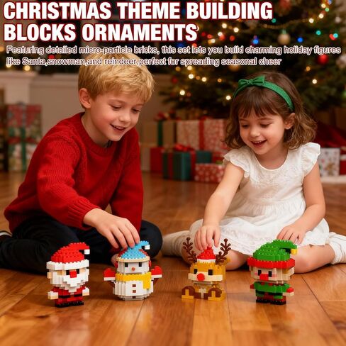 4 Pack Santa Claus Design Building Blocks Set, Christmas Theme Building Blocks Ornaments, Mini Building Figures, DIY Stocking Stuffers, Xmas New Year Birthday Gifts (Set B) in Kuwait