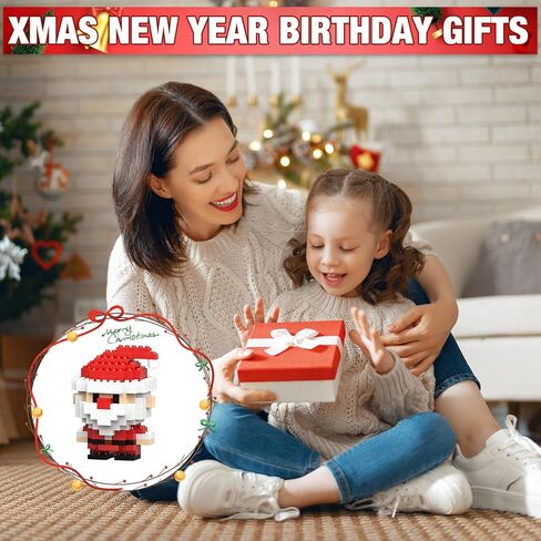 4 Pack Santa Claus Design Building Blocks Set, Christmas Theme Building Blocks Ornaments, Mini Building Figures, DIY Stocking Stuffers, Xmas New Year Birthday Gifts (Set B) in Kuwait