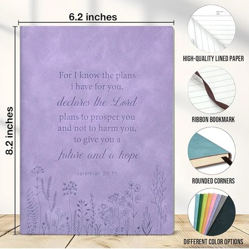 Purple Floral Christian Journal Religious Bible Verse Notebook Spiritual Christian Gifts for Women, Future and a Hope Purple Journal Notebook in Saudi Arabia