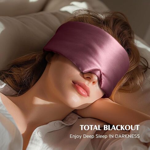 قناع النوم من حرير التوت من YFONG 22 Momme للنساء والرجال مع شريط فيلكرو قابل للتعديل، قناع عين من الحرير الطبيعي بنسبة 100% على كلا الجانبين، معصوب العينين للنوم بحجم كبير للتعتيم التام للنوم والسفر والقيلولة (وردي) in Kuwait