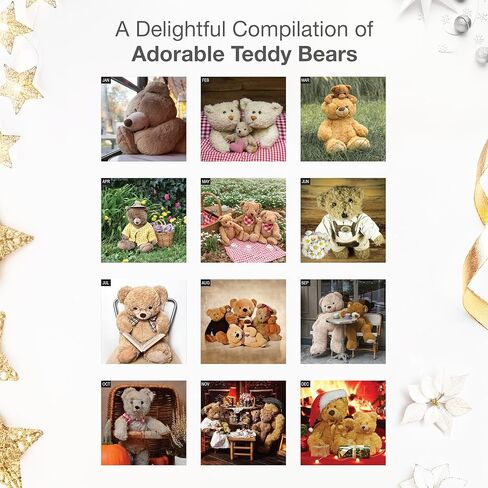 تقويم حائط RED EMBER Teddy Bears 2026 لمدة 12 شهرًا | 12 بوصة × 24 بوصة مفتوح | ورق سميك وقوي | هدية العيد | تقويم الاطفال لطيف 2026 in Kuwait