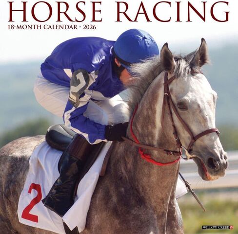 Willow Creek Press, Horse Racing 2026 Wall Calendar, 12'' X 12'', 18-Month Calendar with Stapled Binding in Saudi Arabia